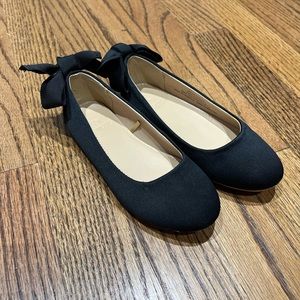 JCrew Crewcuts black bow ballerina flats - girls size 10 - near new condition!